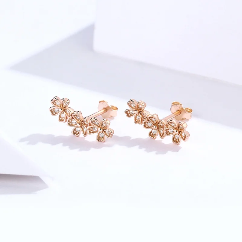 (Bild für) Kontrahierte Gänseblümchen-Ohrstecker im Pandora-Stil aus Roségold - SCE419-C - Ansicht 2