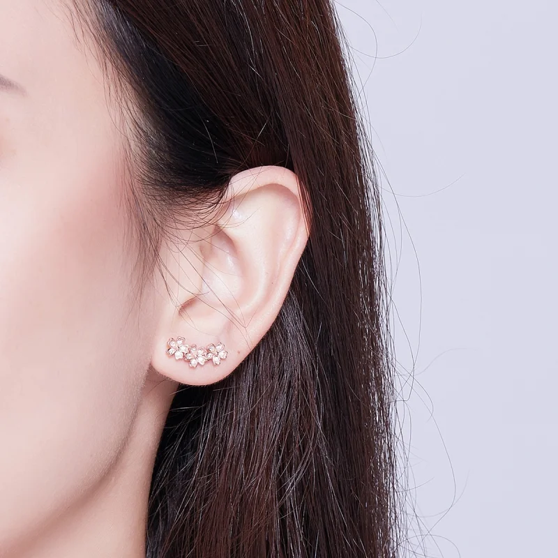 (Bild für) Kontrahierte Gänseblümchen-Ohrstecker im Pandora-Stil aus Roségold - SCE419-C - Ansicht 5