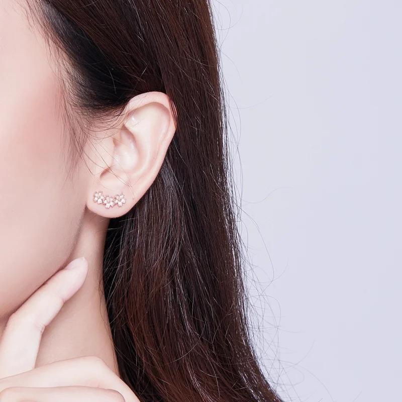 (Bild für) Kontrahierte Gänseblümchen-Ohrstecker im Pandora-Stil aus Roségold - SCE419-C - Ansicht 6