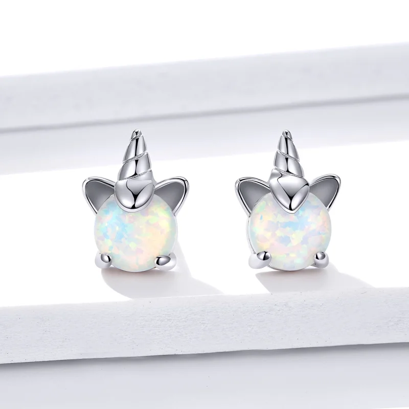 (Bild für) Niedliche Einhorn-Ohrstecker im Pandora-Stil aus Silber - SCE737 - Ansicht 3