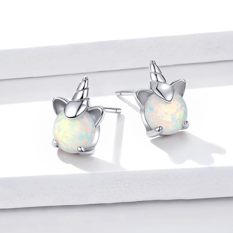 (Bild für) Niedliche Einhorn-Ohrstecker im Pandora-Stil aus Silber - SCE737 - Ansicht 4