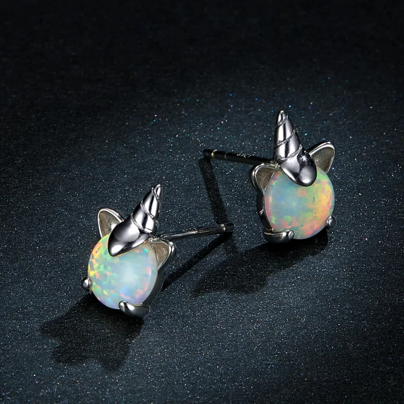(Bild für) Niedliche Einhorn-Ohrstecker im Pandora-Stil aus Silber - SCE737 - Ansicht 5