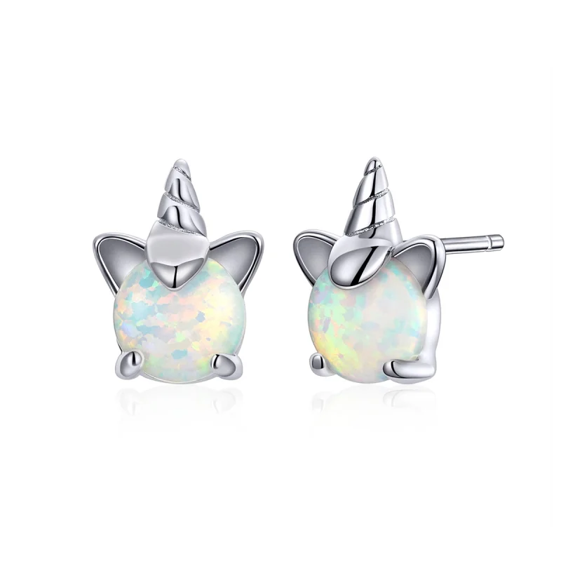 (Bild für) Niedliche Einhorn-Ohrstecker im Pandora-Stil aus Silber - SCE737