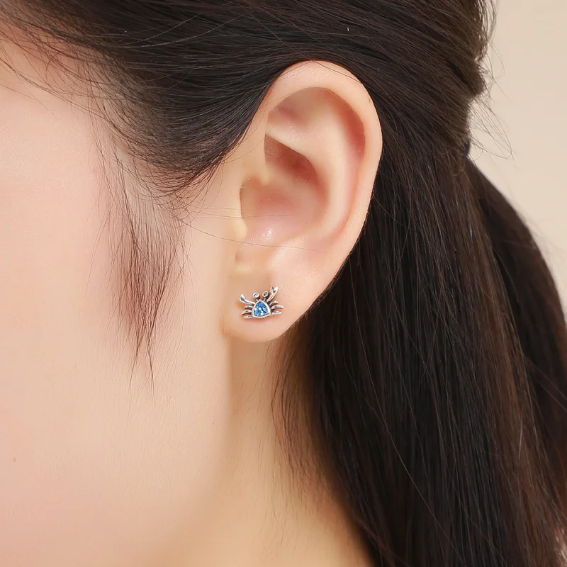 (Bild für) Niedliche kleine Krabben-Ohrstecker im Pandora-Stil aus Silber - SCE413 - Ansicht 7