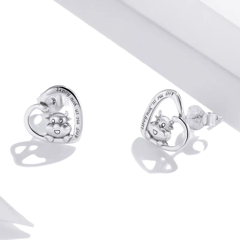 (Bild für) Niedliche Kuh-Ohrstecker im Pandora-Stil aus Silber - SCE984 - Ansicht 3