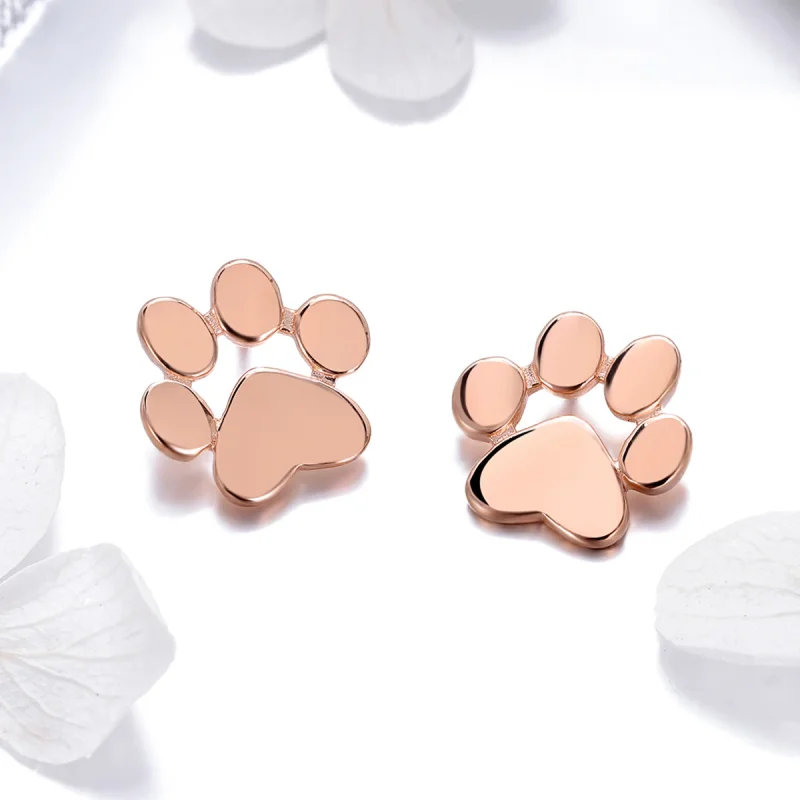 (Bild für) Niedliche Ohrstecker mit Katzenpfoten im Pandora-Stil, Roségold - SCE407-3 - Ansicht 5