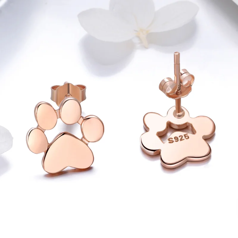 (Bild für) Niedliche Ohrstecker mit Katzenpfoten im Pandora-Stil, Roségold - SCE407-3 - Ansicht 7