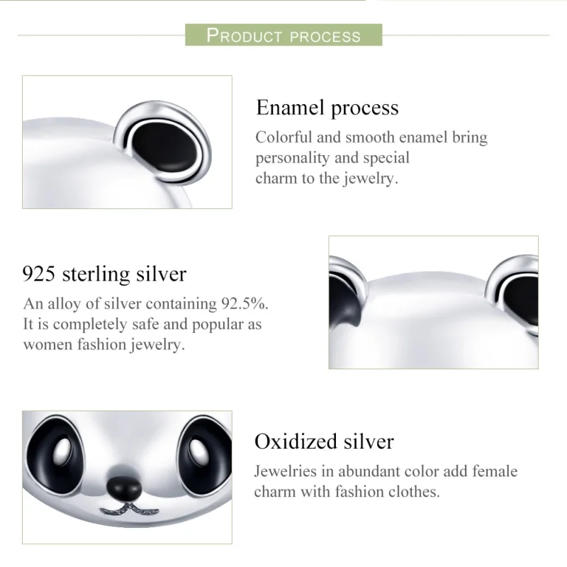 (Bild für) Niedliche Panda-Ohrstecker im Pandora-Stil aus Silber - SCE386 - Ansicht 3