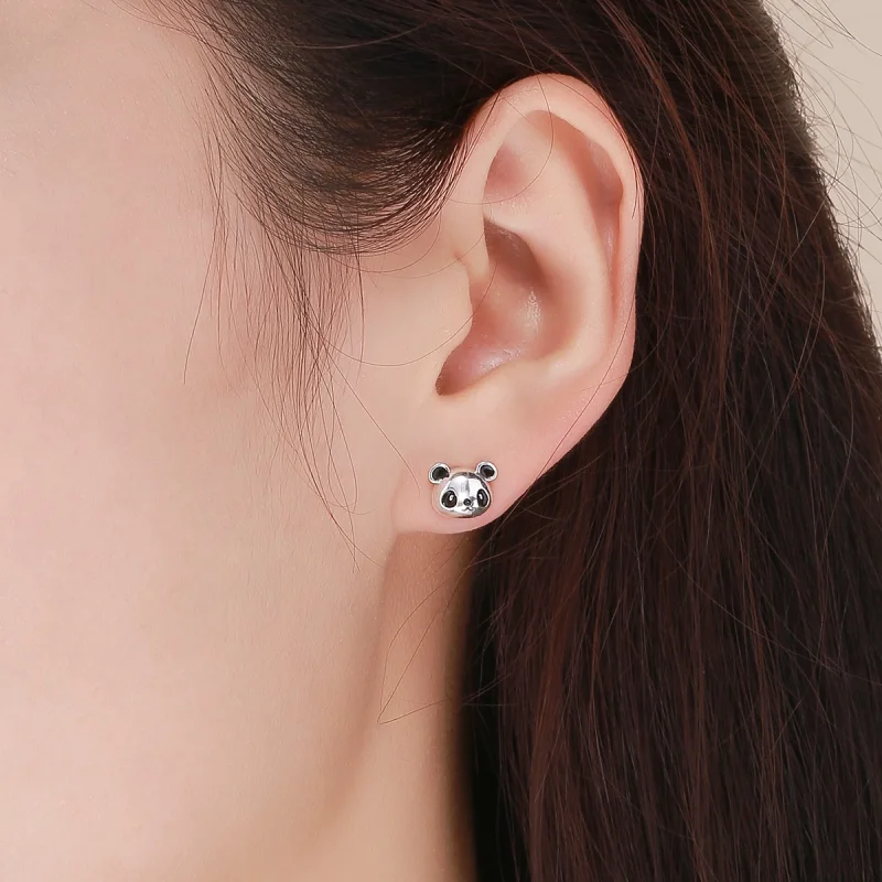 (Bild für) Niedliche Panda-Ohrstecker im Pandora-Stil aus Silber - SCE386 - Ansicht 7