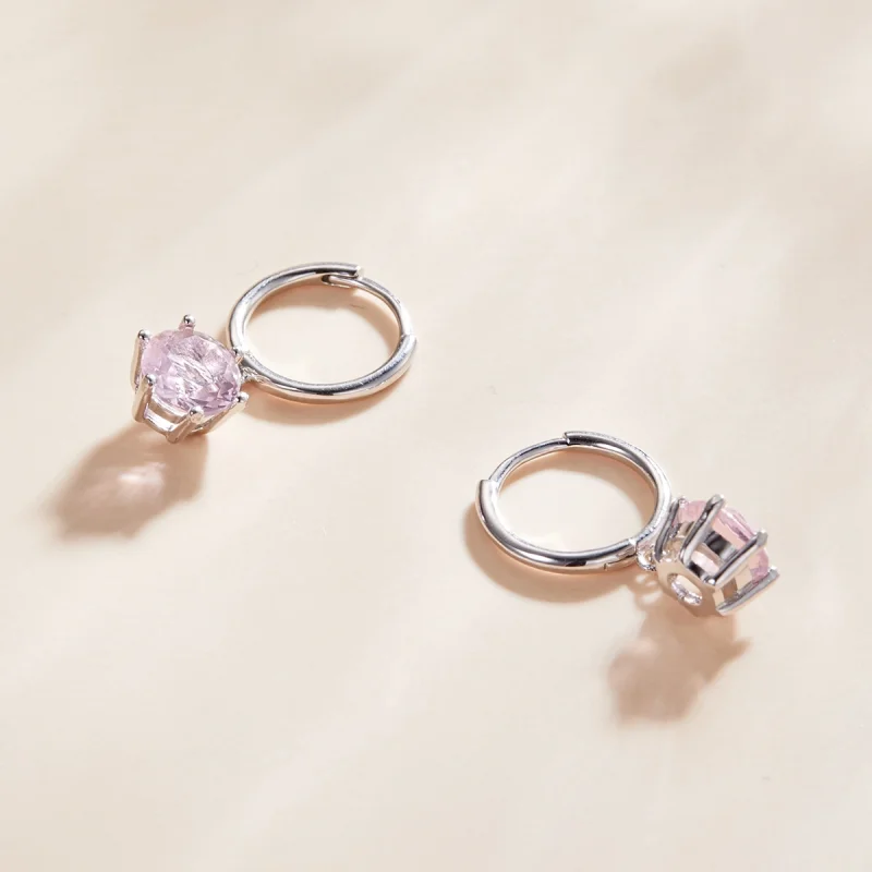 (Bild für) Ohrhänger aus Silber mit CZ im Pandora-Stil - SCE1020-PK - Ansicht 2