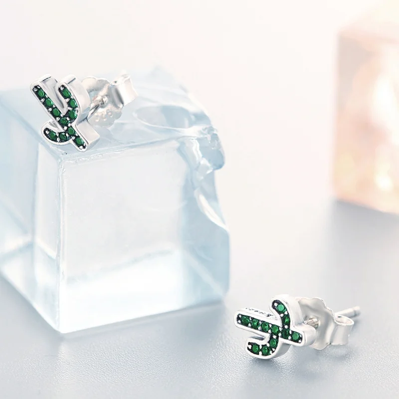 (Bild für) Ohrstecker „Frische Kaktus“ im Pandora-Stil aus Silber - SCE097 - Ansicht 6