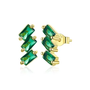 (Bild für) Ohrstecker im Pandora-Stil mit 18 Karat vergoldetem Smaragd - SCE1051-GN