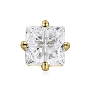 (Bild für) Ohrstecker im Pandora-Stil mit 18-Karat-Vergoldung, Prinzessinnen-Quadrat-Zirkonium - SCE1090