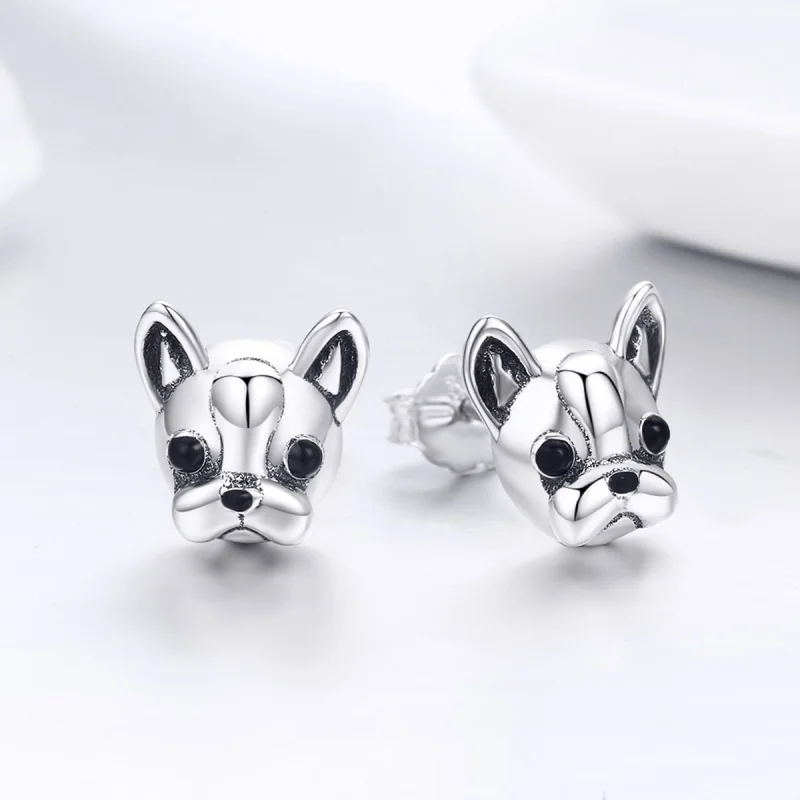 (Bild für) Ohrstecker im Pandora-Stil, silberfarben, niedliche Bulldogge - SCE283 - Ansicht 6