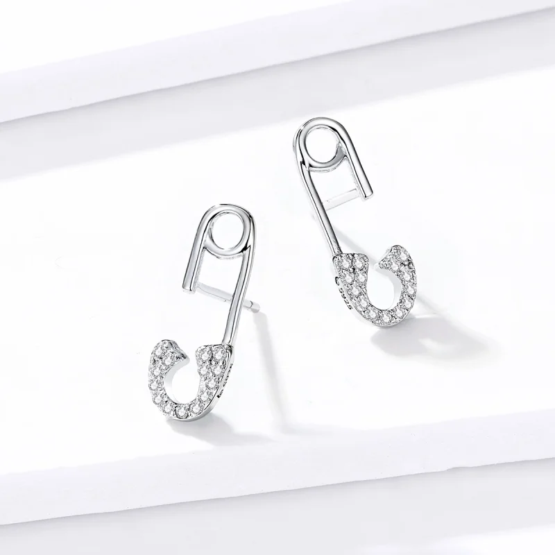 (Bild für) Ohrstecker mit Sicherheitsnadel „Love“ im Pandora-Stil aus Silber - BSE284 - Ansicht 2