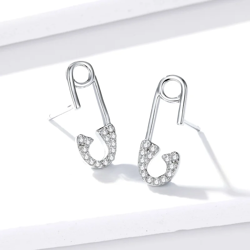 (Bild für) Ohrstecker mit Sicherheitsnadel „Love“ im Pandora-Stil aus Silber - BSE284 - Ansicht 4