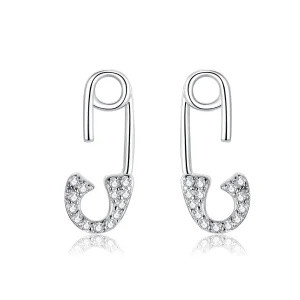 (Bild für) Ohrstecker mit Sicherheitsnadel „Love“ im Pandora-Stil aus Silber - BSE284
