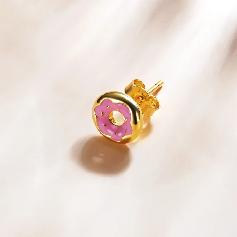 (Bild für) 18 Karat vergoldete Donut-Ohrstecker im Pandora-Stil - SCE1163 - Ansicht 3