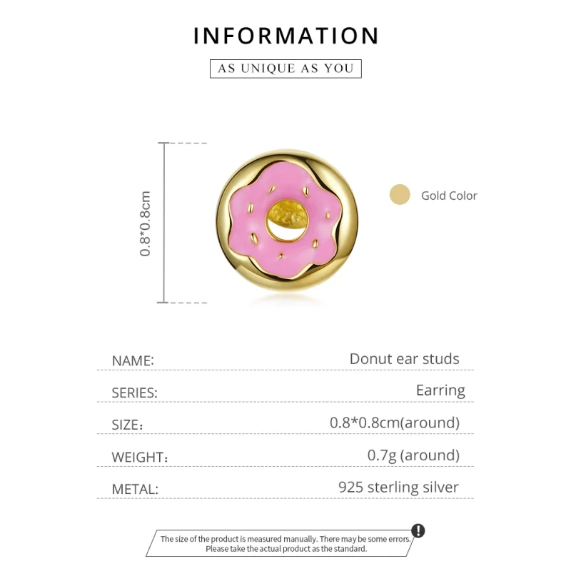 (Bild für) 18 Karat vergoldete Donut-Ohrstecker im Pandora-Stil - SCE1163 - Ansicht 4