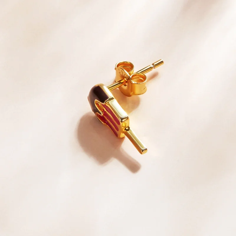 (Bild für) 18 Karat vergoldete Eis am Stiel-Ohrstecker im Pandora-Stil - SCE1164 - Ansicht 3