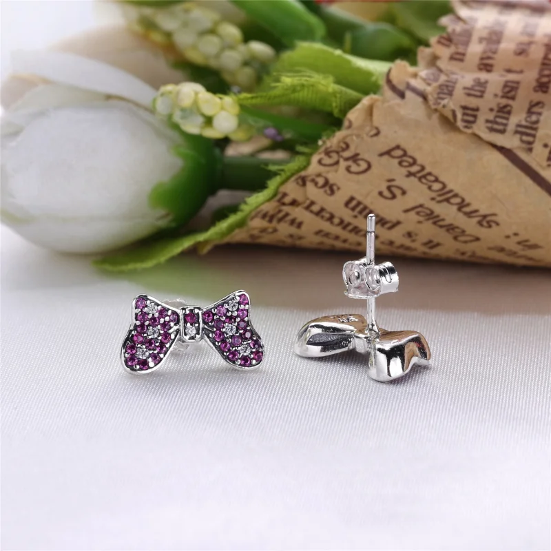 (Bild für) PANDORA Disney, Minnie's Sparkling Bow Ohrstecker, rote klare CZ - 290578CZR - Ansicht 2