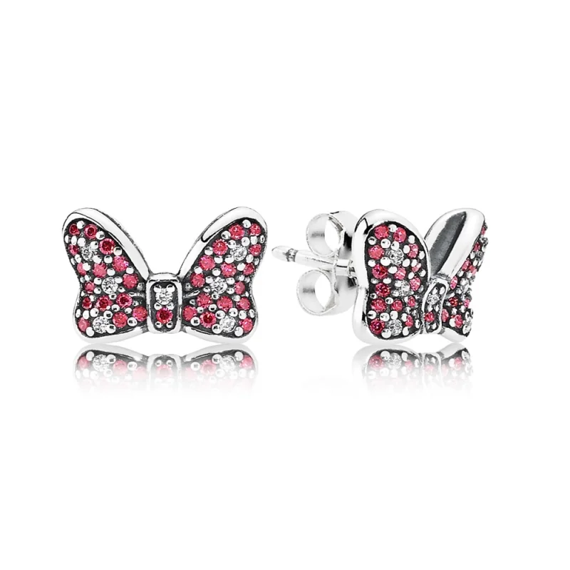 (Bild für) PANDORA Disney, Minnie's Sparkling Bow Ohrstecker, rote klare CZ - 290578CZR