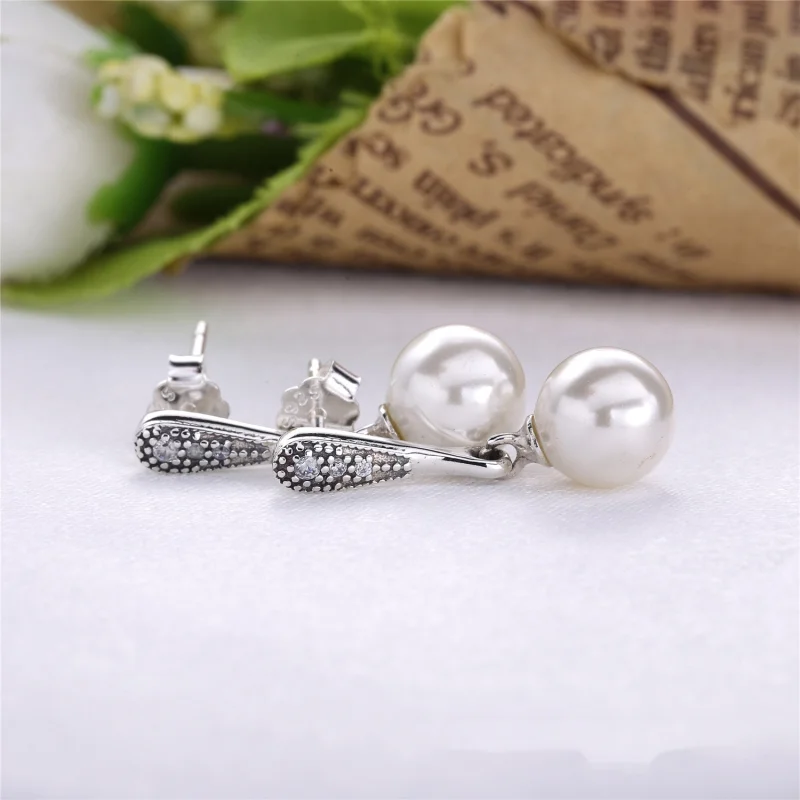 (Bild für) PANDORA Elegante Schönheit, weiße Perlen-Ohrringe mit klarem CZ - 290733P - Ansicht 2