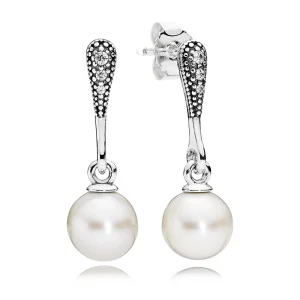 (Bild für) PANDORA Elegante Schönheit, weiße Perlen-Ohrringe mit klarem CZ - 290733P