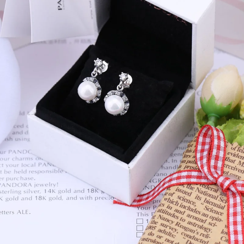(Bild für) PANDORA Everstanding Grace Ohrringe, weiße Perle und klarer Cz - 290562P - Ansicht 2