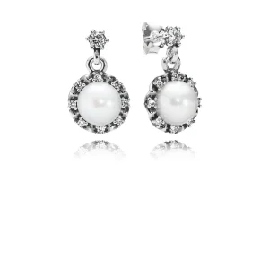 (Bild für) PANDORA Everstanding Grace Ohrringe, weiße Perle und klarer Cz - 290562P