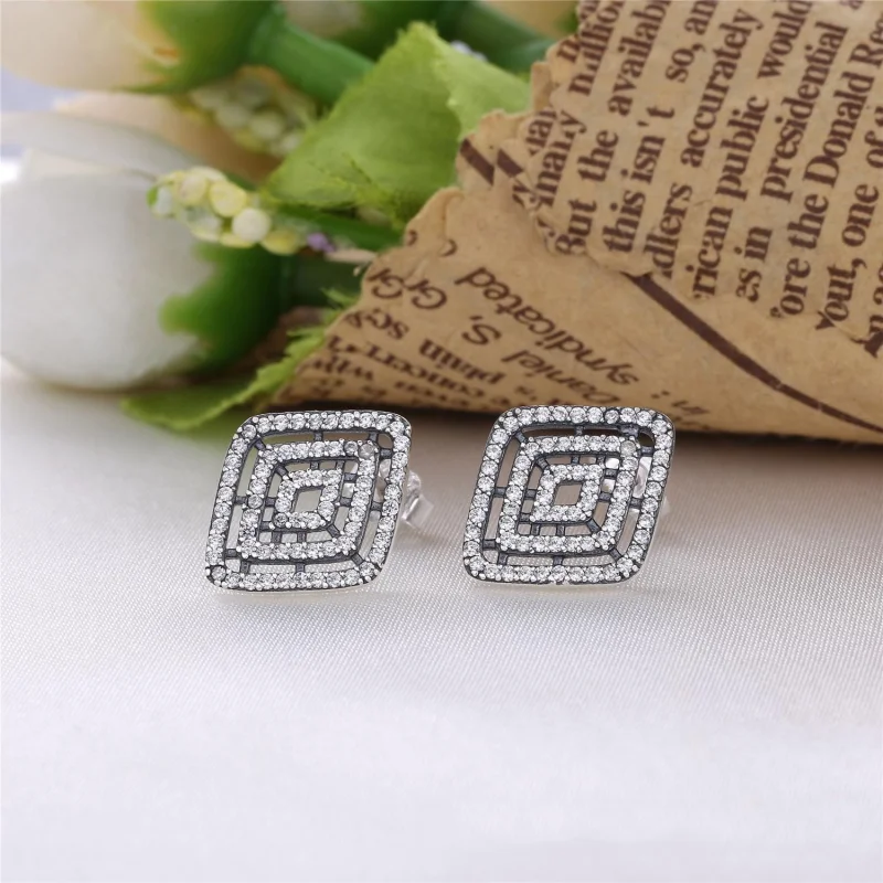 (Bild für) PANDORA Geometrische Linien Ohrstecker mit klarem CZ - 296208CZ - Ansicht 2