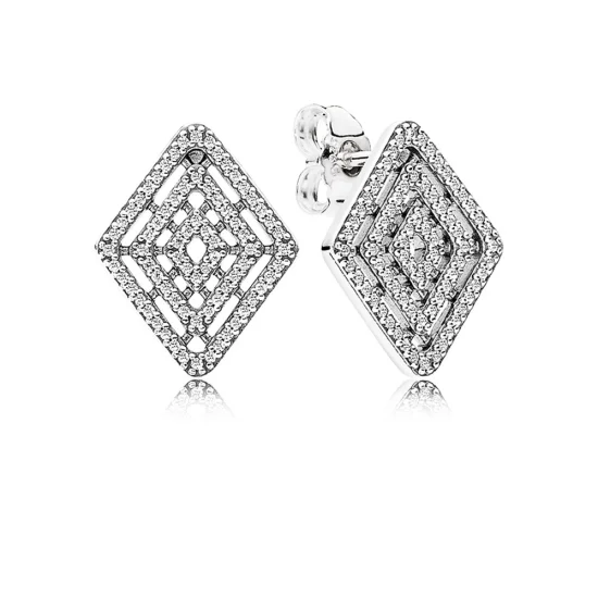 (Bild für) PANDORA Geometrische Linien Ohrstecker mit klarem CZ - 296208CZ