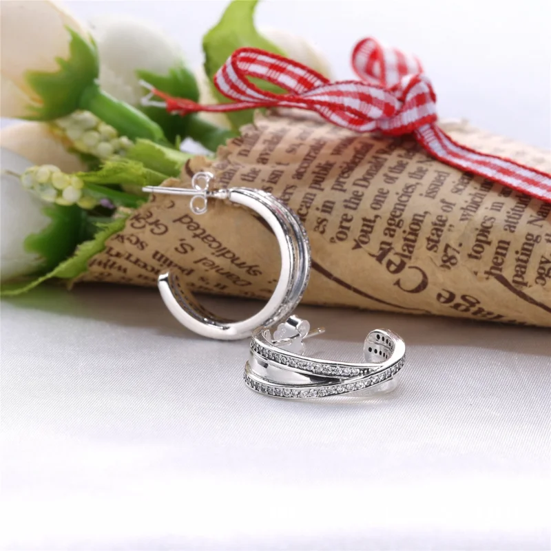 (Bild für) PANDORA Huggie-Ohrstecker mit umschlungenen CZ-Kristallen - 290730CZ - Ansicht 3