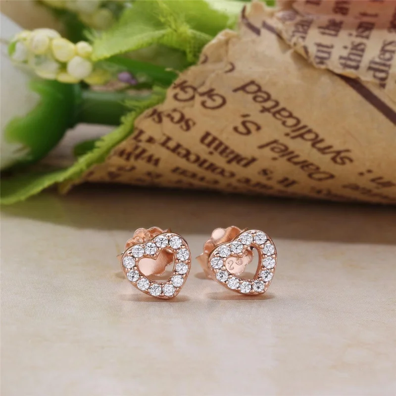 (Bild für) PANDORA Rose™ Captured Hearts mit klaren CZ-Ohrsteckern - 280528CZ - Ansicht 2