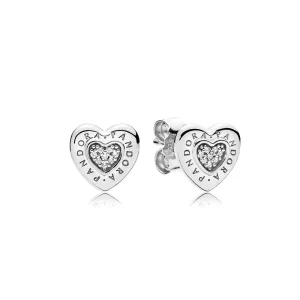 (Bild für) PANDORA Signature Herz-Ohrstecker, klare CZ - 297382CZ