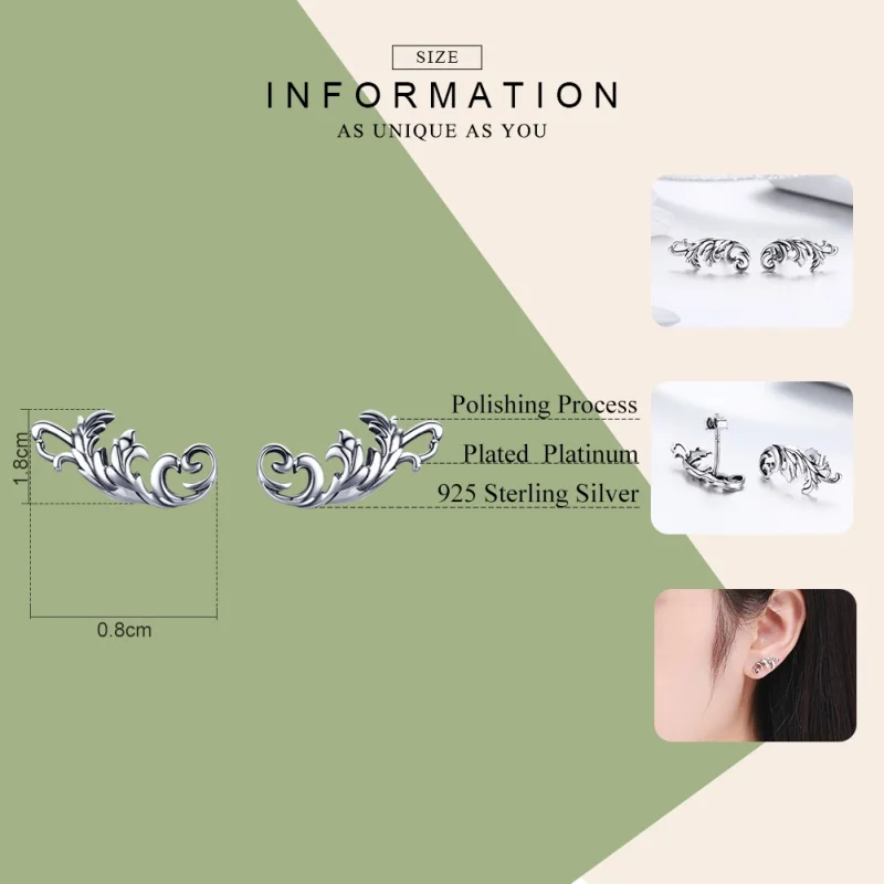 (Bild für) Pandora-Stil, silberne Retro-Ohrstecker mit europäischer Blume - SCE580 - Ansicht 2