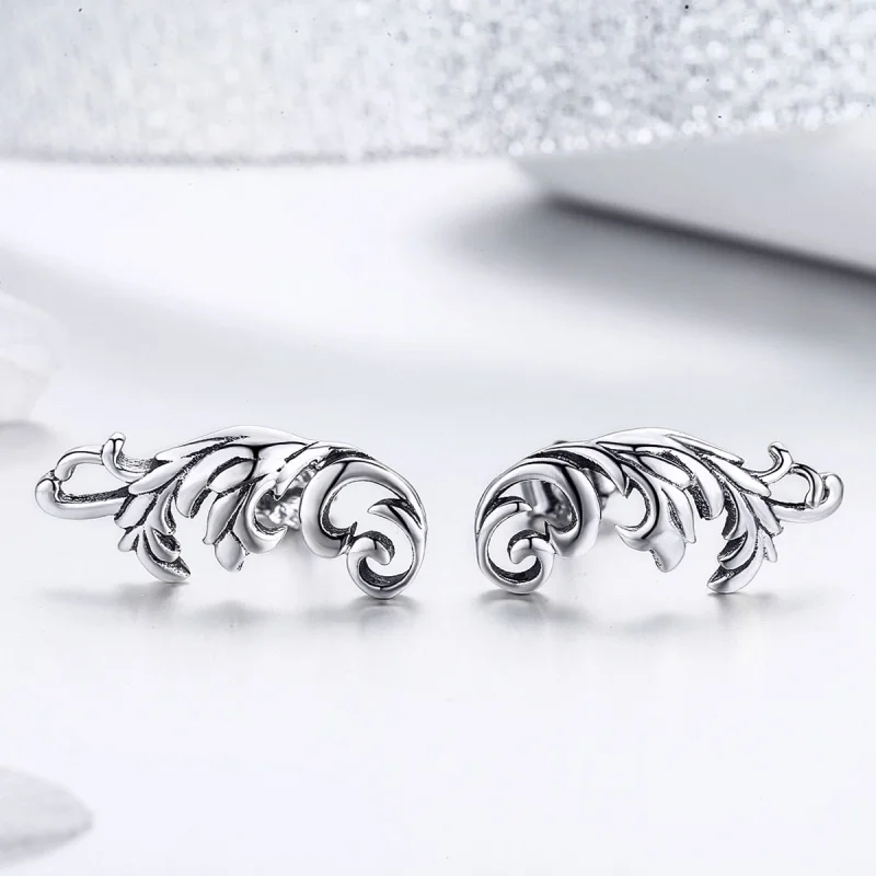 (Bild für) Pandora-Stil, silberne Retro-Ohrstecker mit europäischer Blume - SCE580 - Ansicht 4