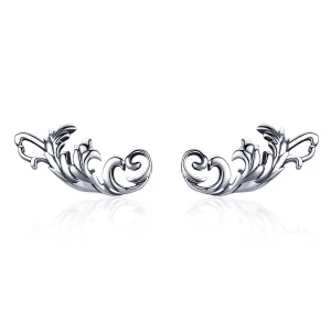 (Bild für) Pandora-Stil, silberne Retro-Ohrstecker mit europäischer Blume - SCE580