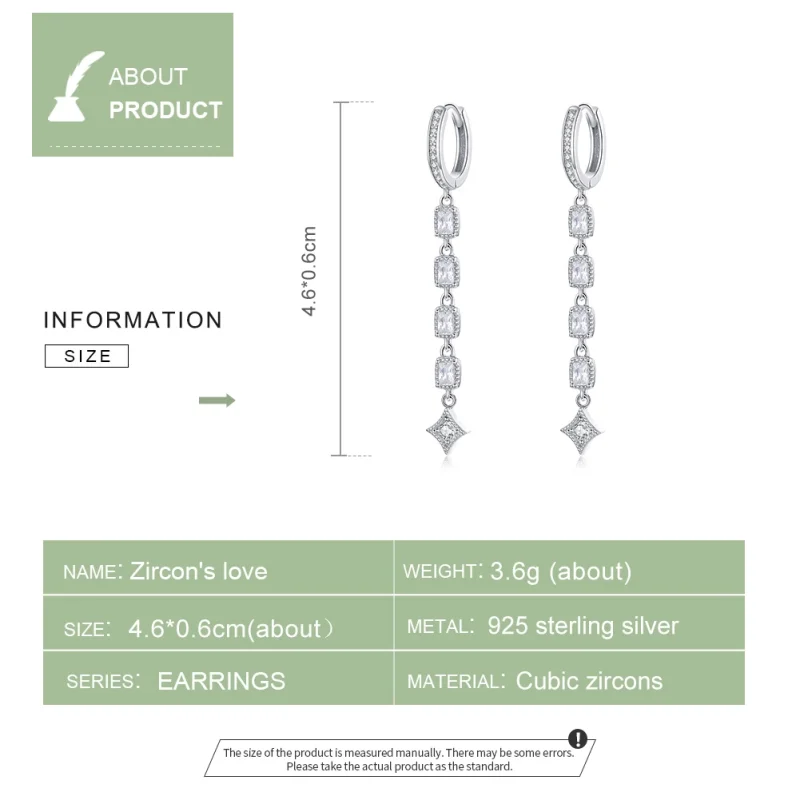 (Bild für) Pandora Style Silber Ziron Love Hängeohrringe - SCE583 - Ansicht 2