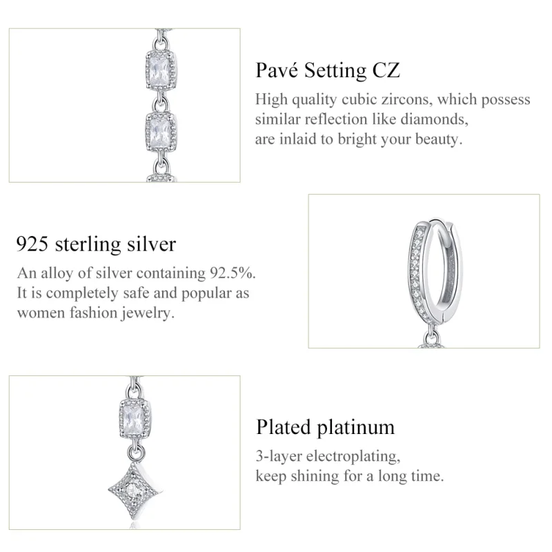(Bild für) Pandora Style Silber Ziron Love Hängeohrringe - SCE583 - Ansicht 3