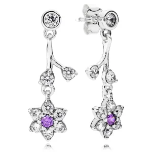 (Bild für) PANDORA Vergissmeinnicht-Ohrhänger mit klarem und violettem CZ - 290691ACZ