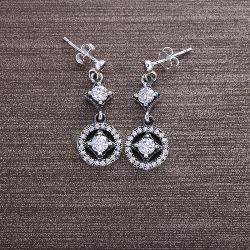 (Bild für) PANDORA Vintage Allure Diamantförmige Tropfenohrringe - 290722CZ - Ansicht 2