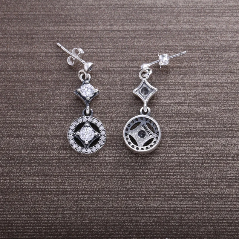 (Bild für) PANDORA Vintage Allure Diamantförmige Tropfenohrringe - 290722CZ - Ansicht 3
