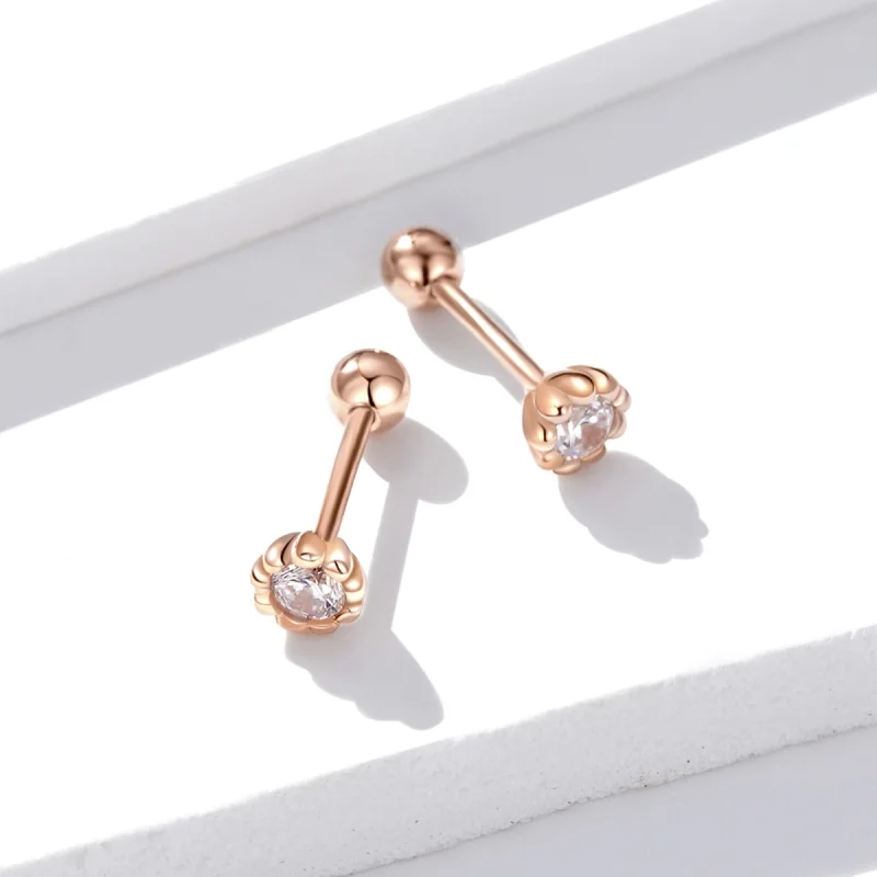 (Bild für) Roségold-Ohrstecker im Pandora-Stil mit sanftem Glanz - BSE219 - Ansicht 2