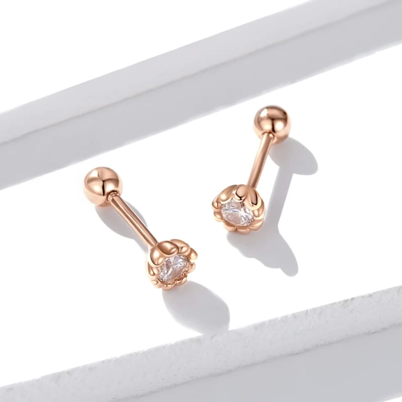 (Bild für) Roségold-Ohrstecker im Pandora-Stil mit sanftem Glanz - BSE219 - Ansicht 5