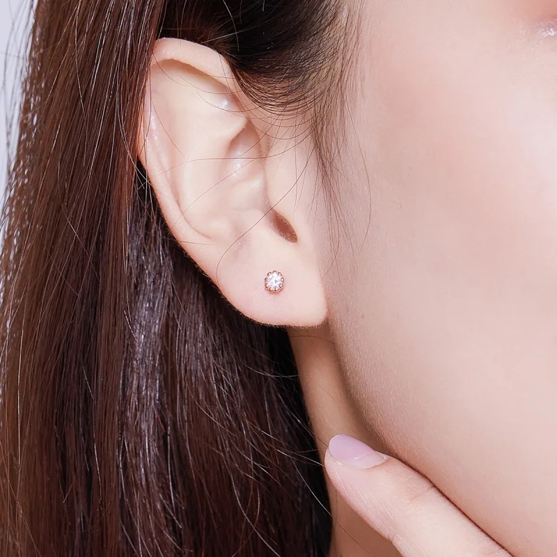 (Bild für) Roségold-Ohrstecker im Pandora-Stil mit sanftem Glanz - BSE219 - Ansicht 7