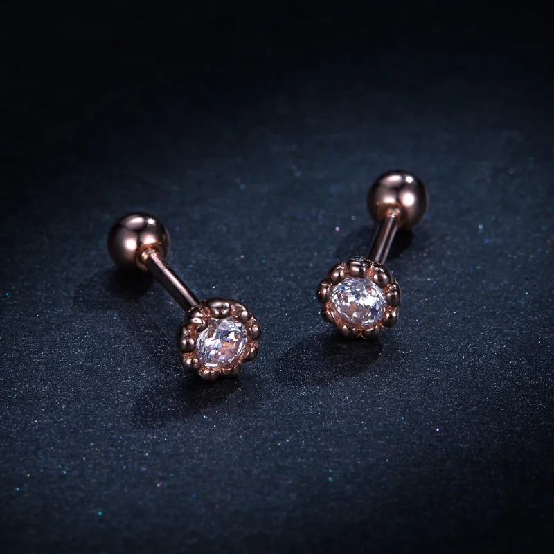 (Bild für) Roségold-Ohrstecker im Pandora-Stil mit sanftem Glanz - BSE219 - Ansicht 9