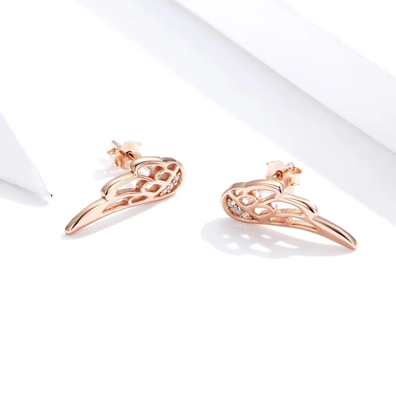 (Bild für) Roségoldene Elfenflügel-Ohrstecker im Pandora-Stil - SCE343-C - Ansicht 4