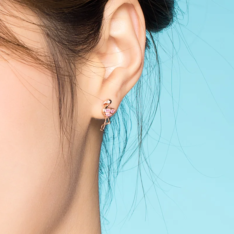 (Bild für) Roségoldene Flamingo-Ohrstecker im Pandora-Stil - BSE120 - Ansicht 6
