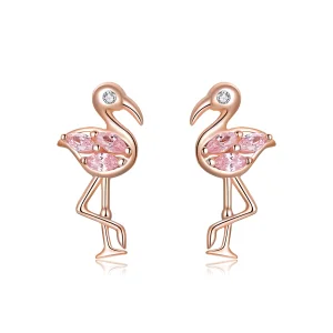 (Bild für) Roségoldene Flamingo-Ohrstecker im Pandora-Stil - BSE120